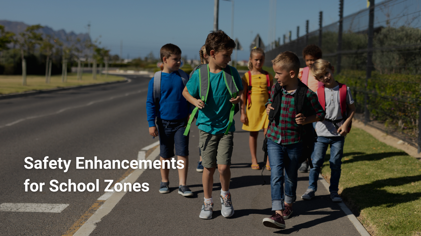 group of school children walking to school