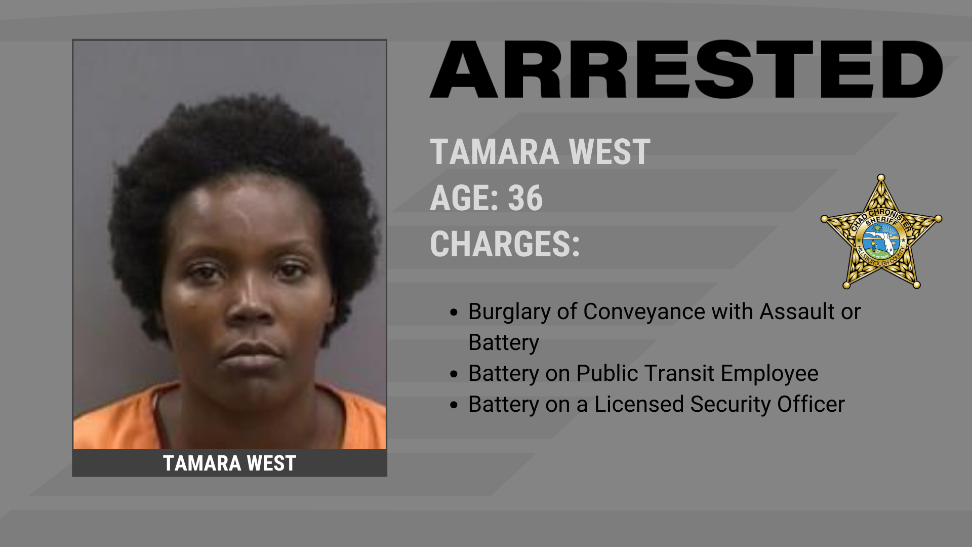 HCSO Arrests Woman for Assaulting HART Employees | HCSO, Tampa, FL